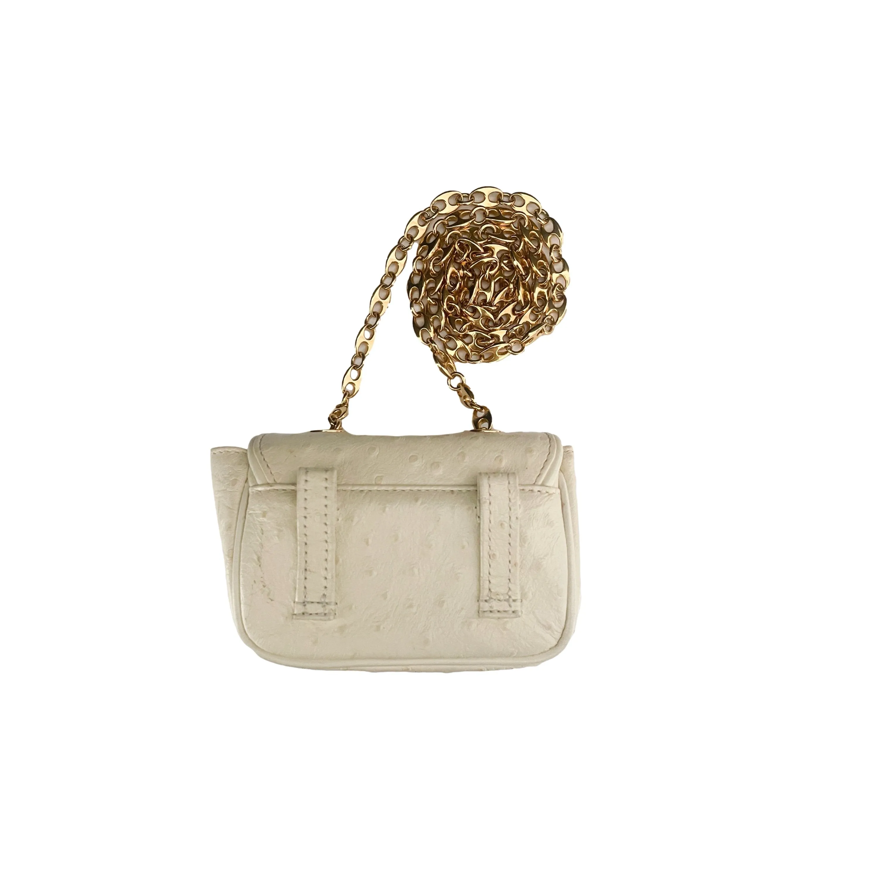 Versace Cream Ostrich Embossed Micro Bag