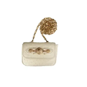 Versace Cream Ostrich Embossed Micro Bag