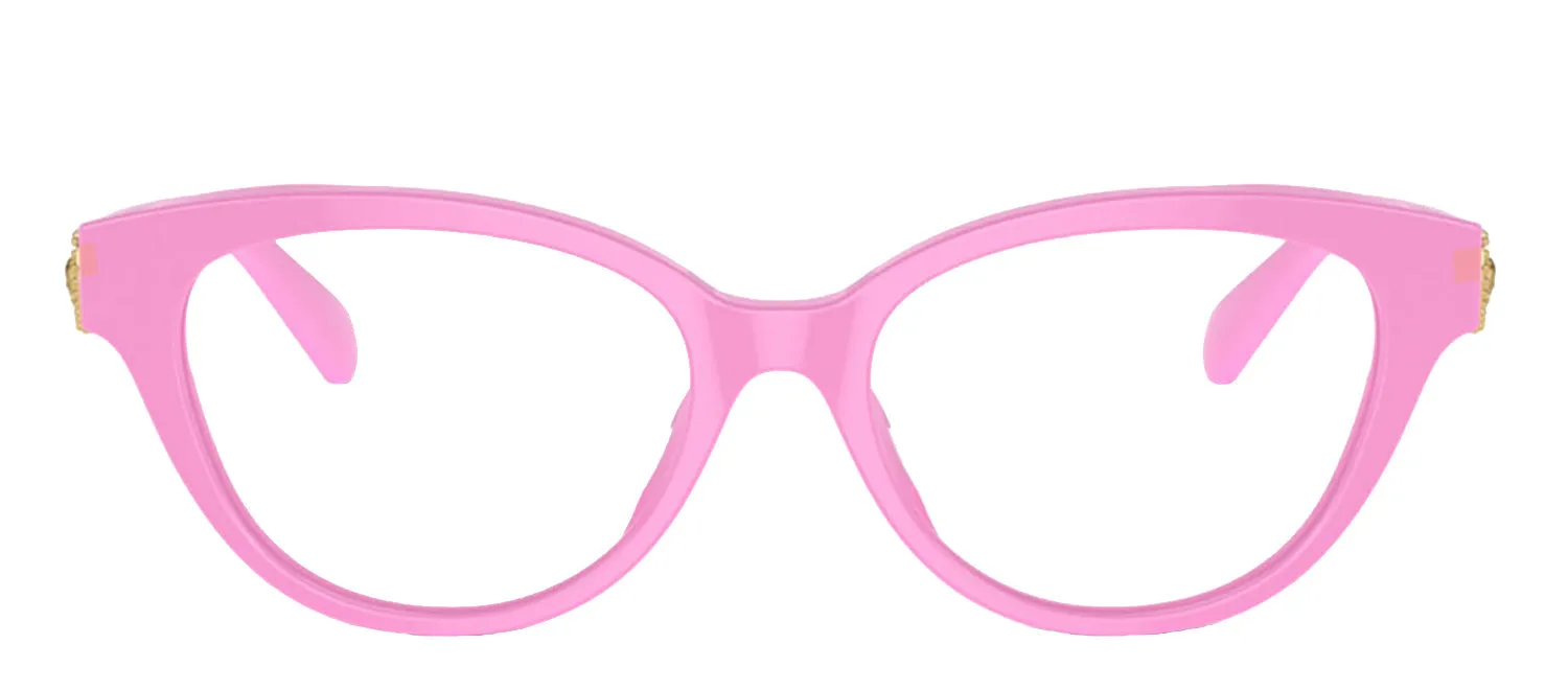 Versace Kids VK 3004 5399 Cat-Eye Plastic Pink Eyeglasses with Logo Stamped Demo Lenses