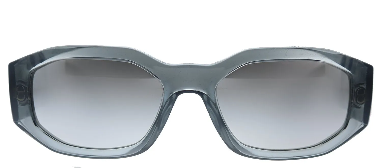 Versace VE 4361 311/6G Square Plastic Transparent Grey Sunglasses with Grey Mirror Lens