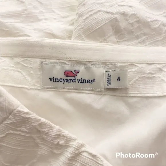 Vineyard Vines Caning Jacquard Strapless Dress in white size 4