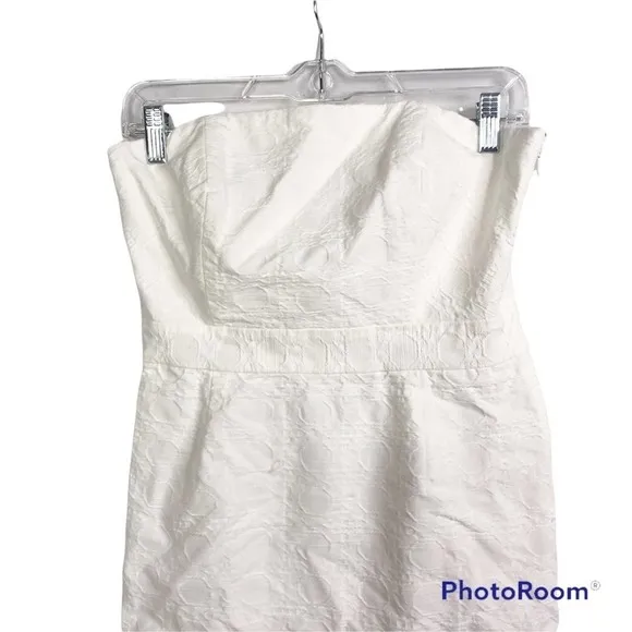 Vineyard Vines Caning Jacquard Strapless Dress in white size 4