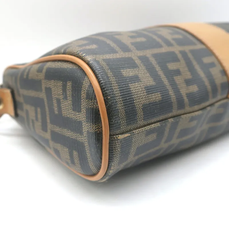 Vintage Fendi FF Zucca Coated Canvas Medium Shoulder Bag Brown