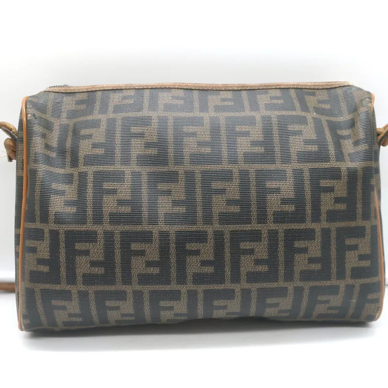 Vintage Fendi FF Zucca Coated Canvas Medium Shoulder Bag Brown