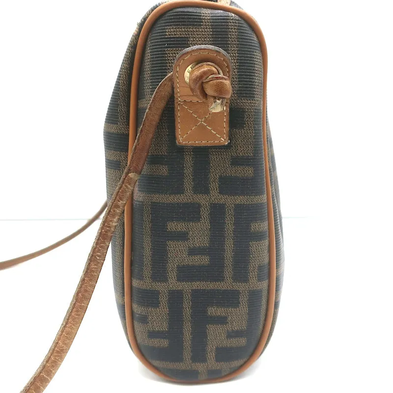 Vintage Fendi FF Zucca Coated Canvas Medium Shoulder Bag Brown