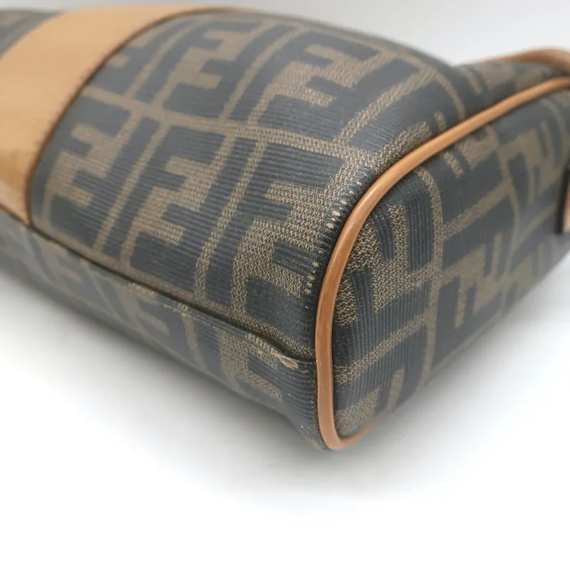 Vintage Fendi FF Zucca Coated Canvas Medium Shoulder Bag Brown