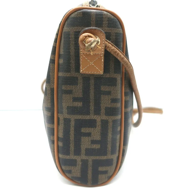 Vintage Fendi FF Zucca Coated Canvas Medium Shoulder Bag Brown