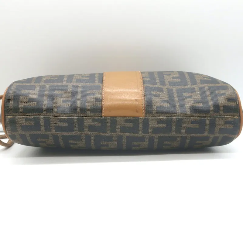 Vintage Fendi FF Zucca Coated Canvas Medium Shoulder Bag Brown