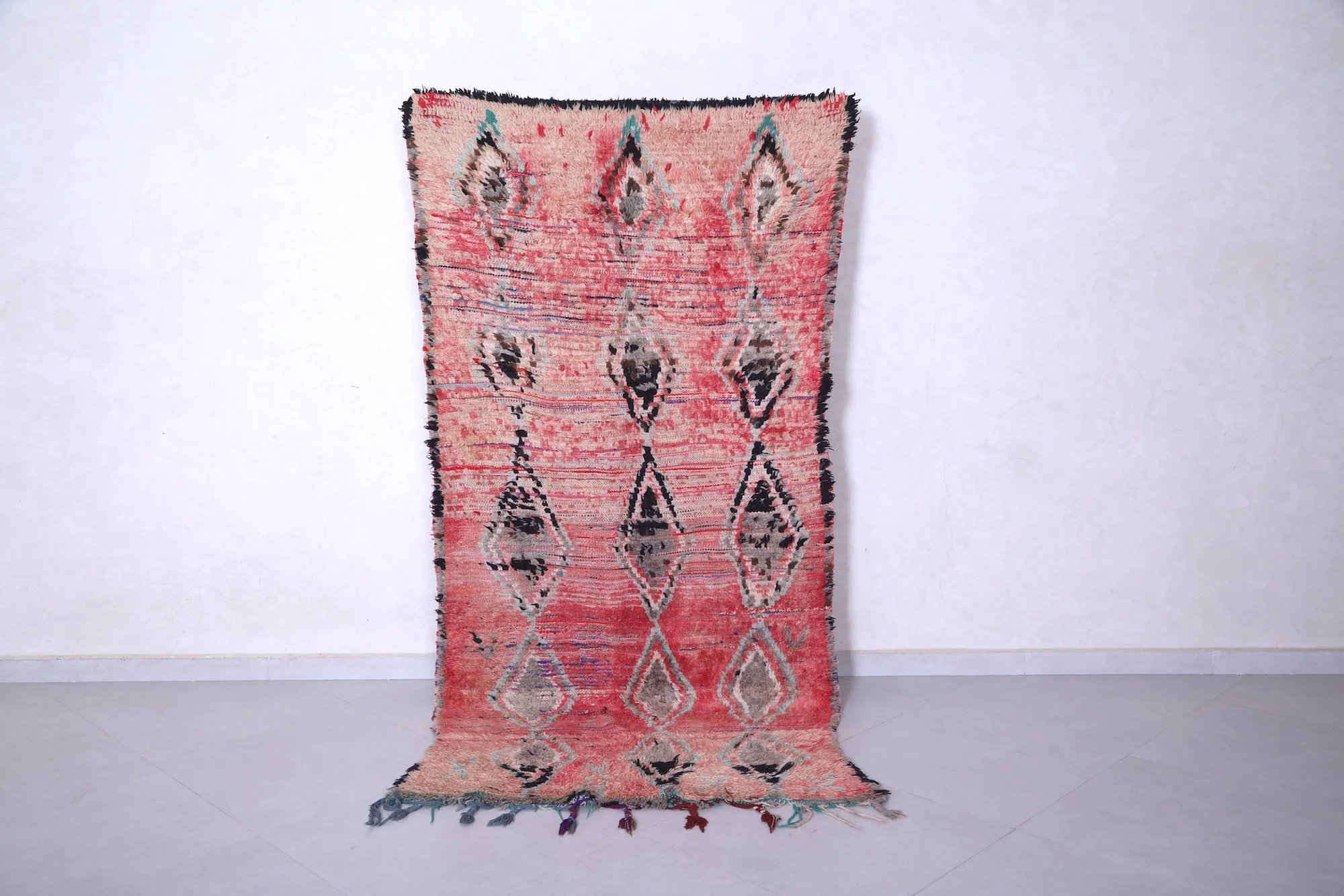 Vintage Moroccan Rug - Handmade Wool Rug 3.8 x 7.7 Feet