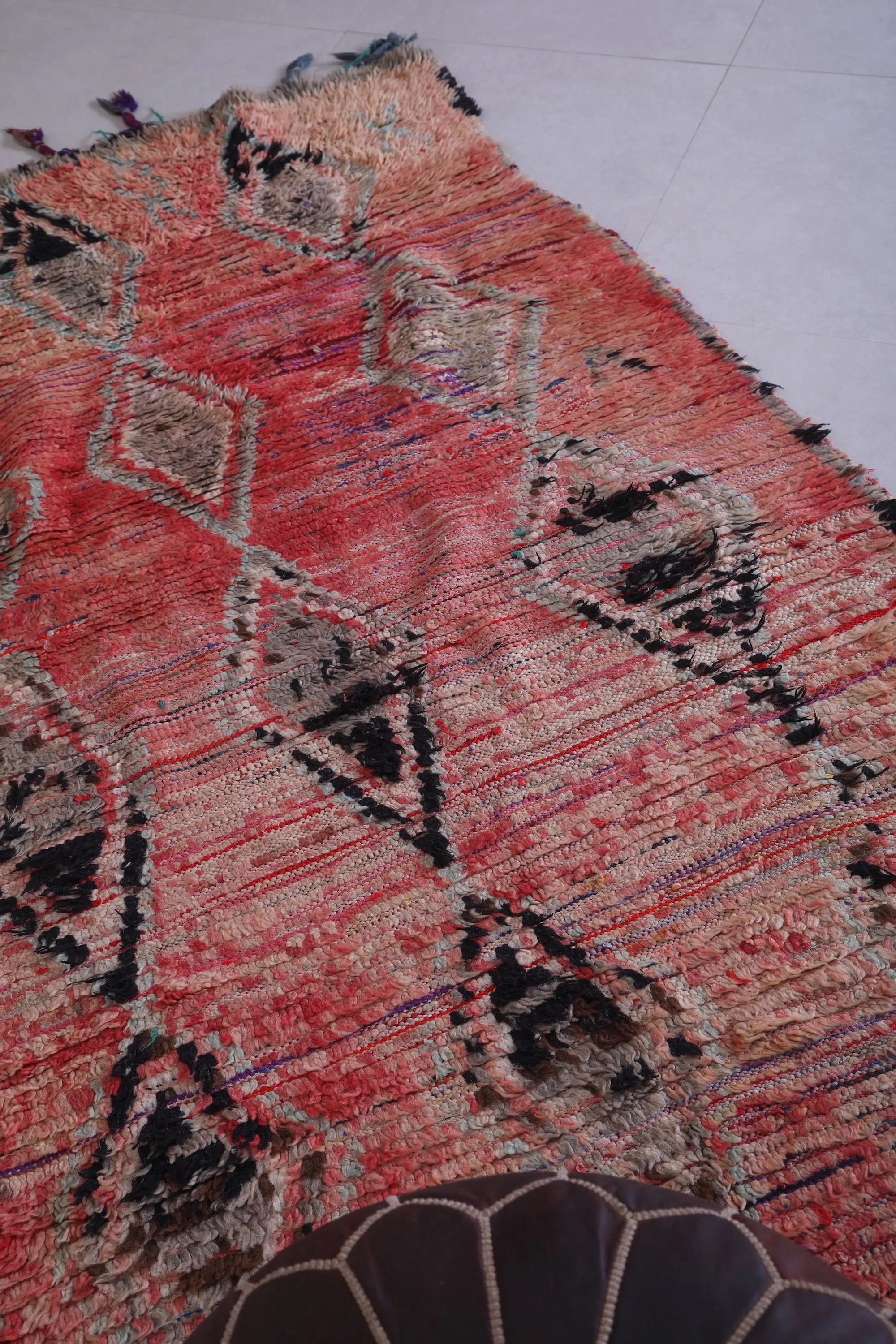 Vintage Moroccan Rug - Handmade Wool Rug 3.8 x 7.7 Feet