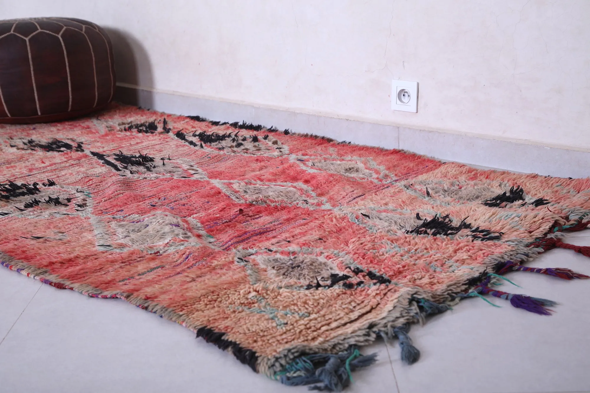 Vintage Moroccan Rug - Handmade Wool Rug 3.8 x 7.7 Feet