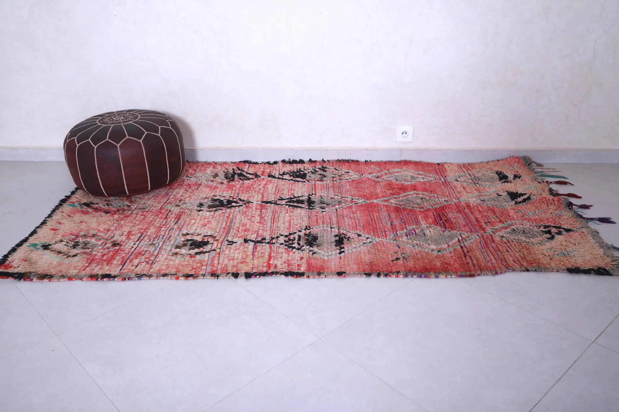 Vintage Moroccan Rug - Handmade Wool Rug 3.8 x 7.7 Feet
