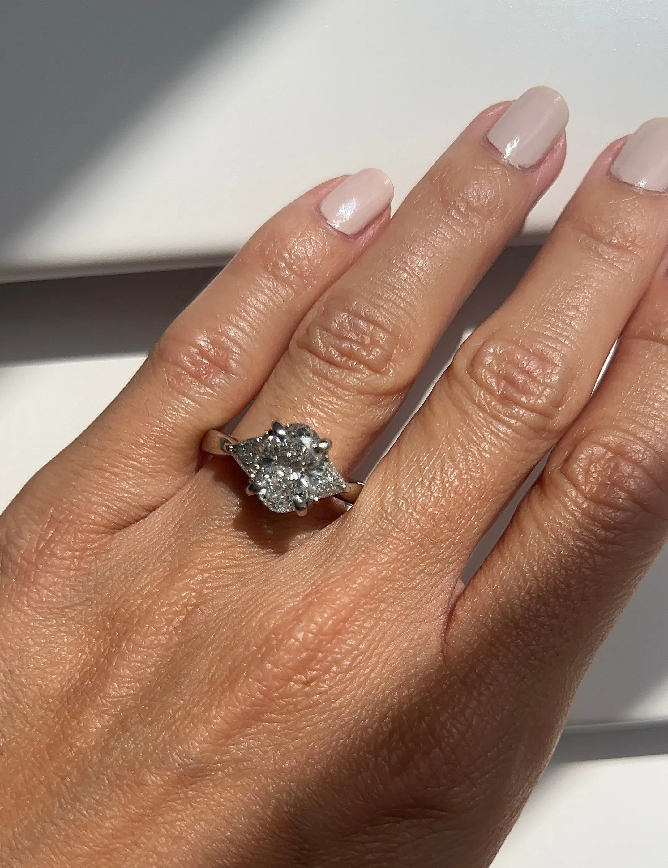Vintage Oval Cut Diamond Trillion Ring