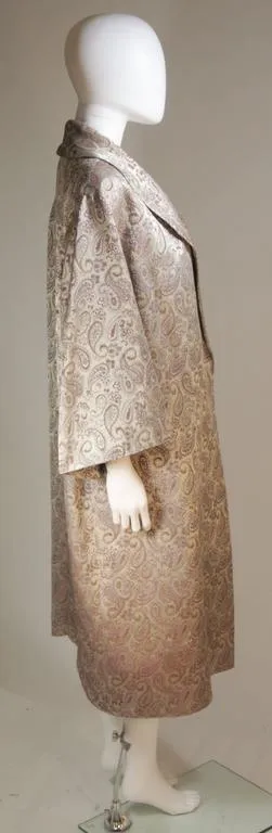 VINTAGE Paisley Opera Coat Silver Mauve