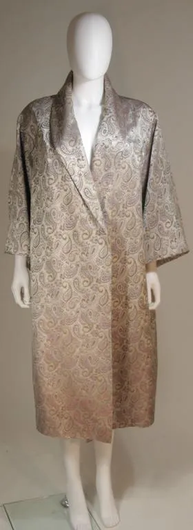 VINTAGE Paisley Opera Coat Silver Mauve