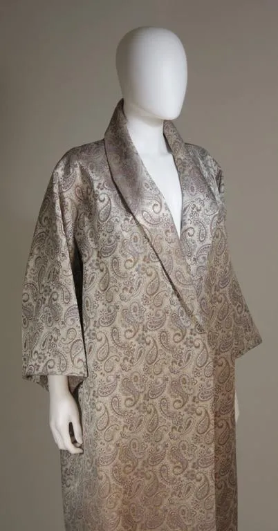 VINTAGE Paisley Opera Coat Silver Mauve