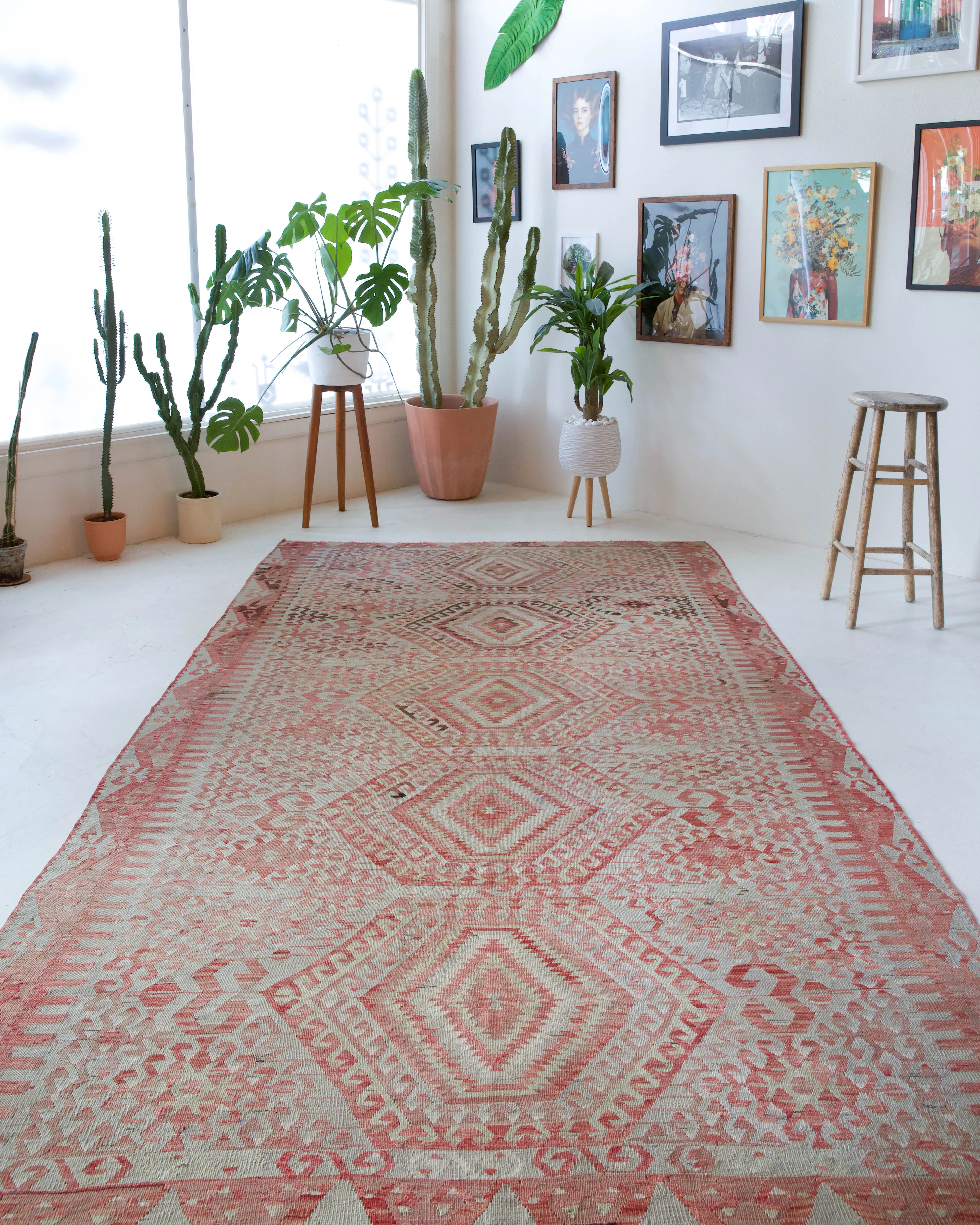 Vintage Turkish Oushak Kilim Rug 6'3"x11'3"