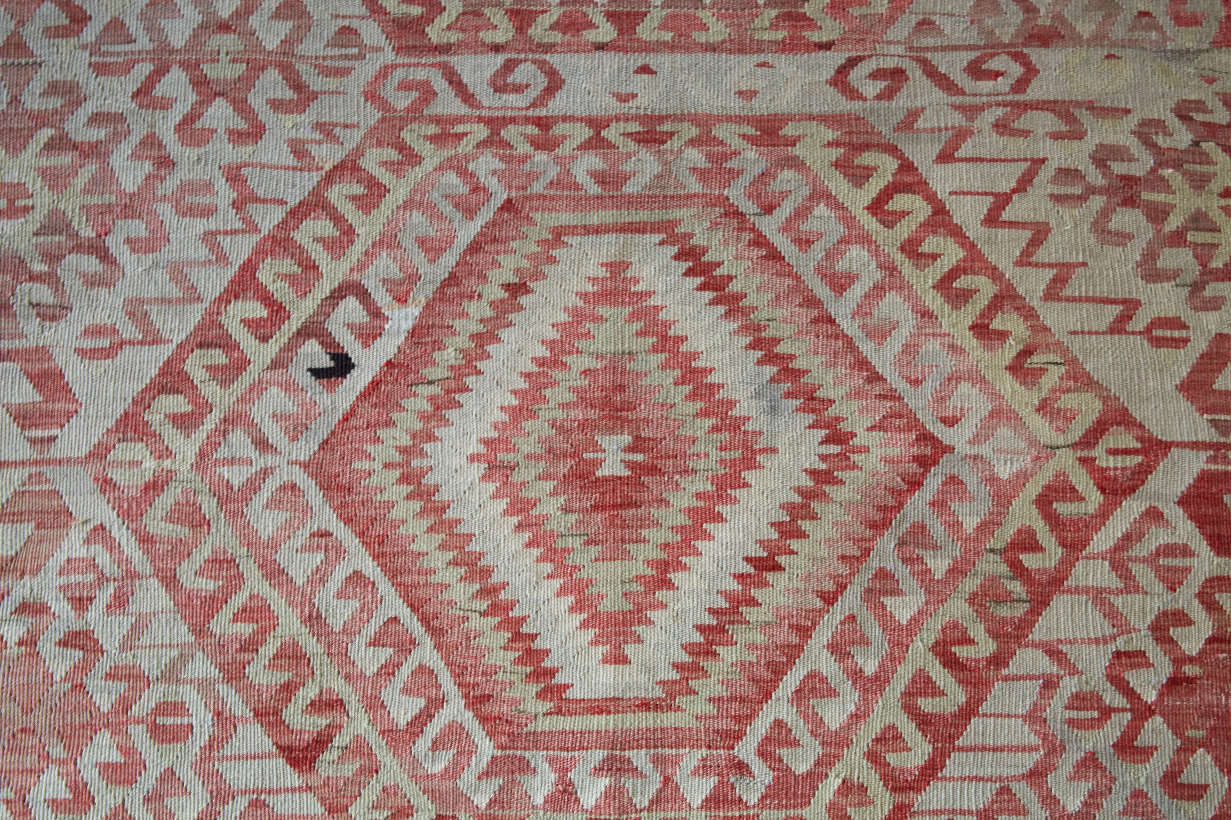 Vintage Turkish Oushak Kilim Rug 6'3"x11'3"