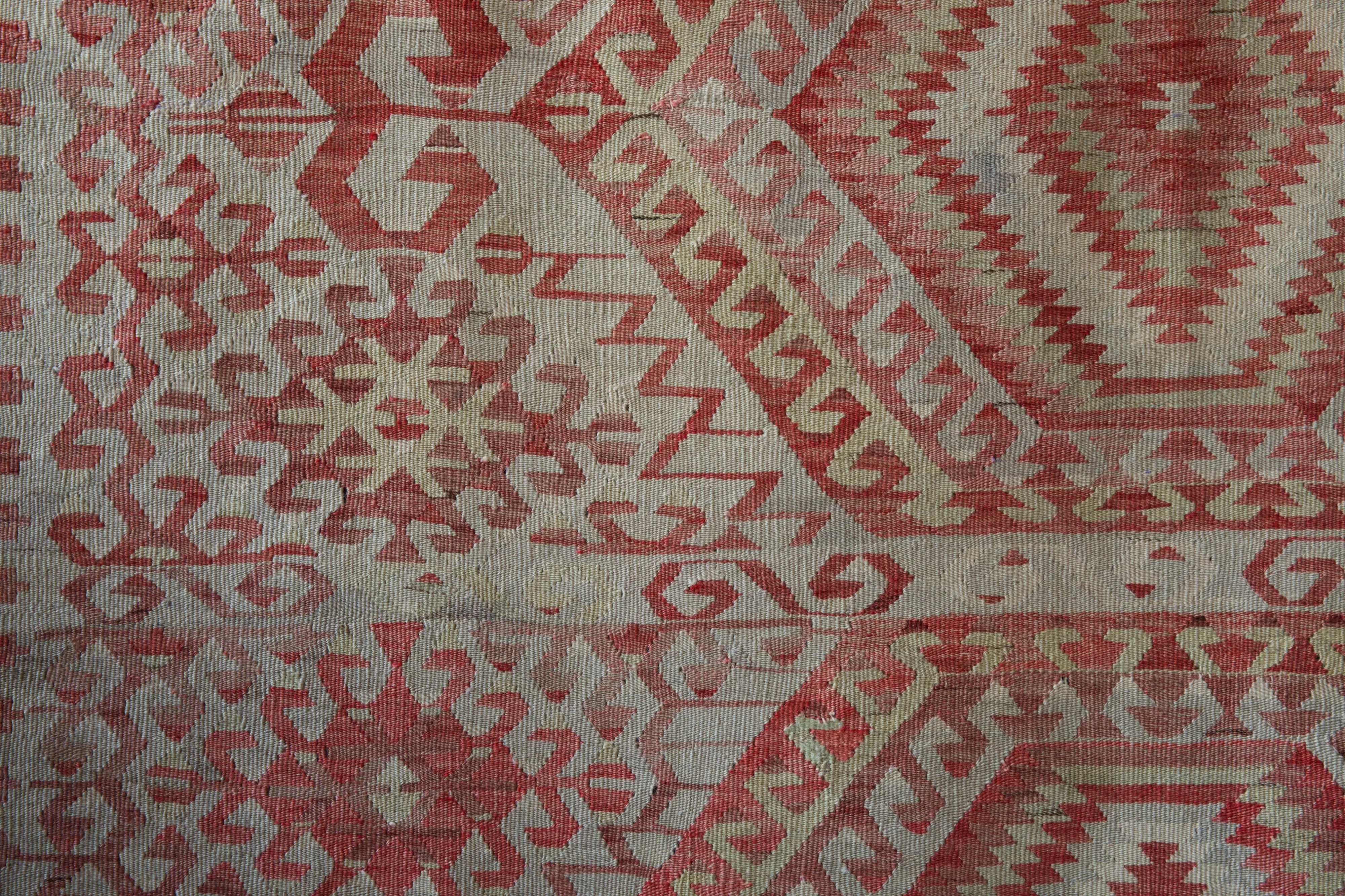 Vintage Turkish Oushak Kilim Rug 6'3"x11'3"