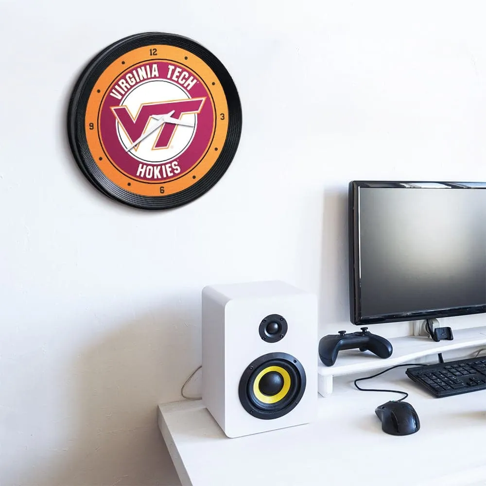 Virginia Tech Hokies: Ribbed Frame Wall Clock