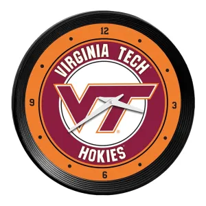 Virginia Tech Hokies: Ribbed Frame Wall Clock