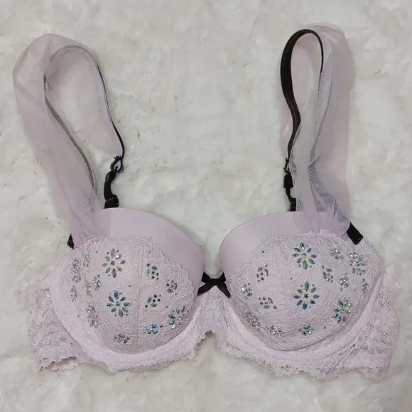 VS dream angels lined demi crystal embellished bra 34C