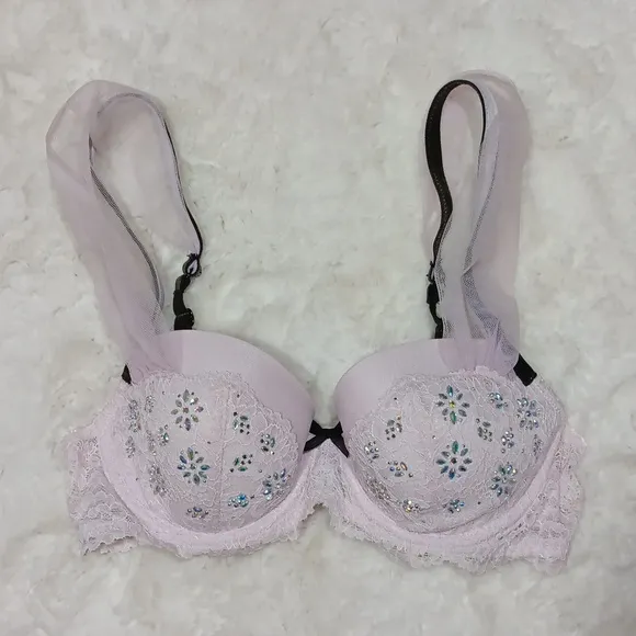 VS dream angels lined demi crystal embellished bra 34C