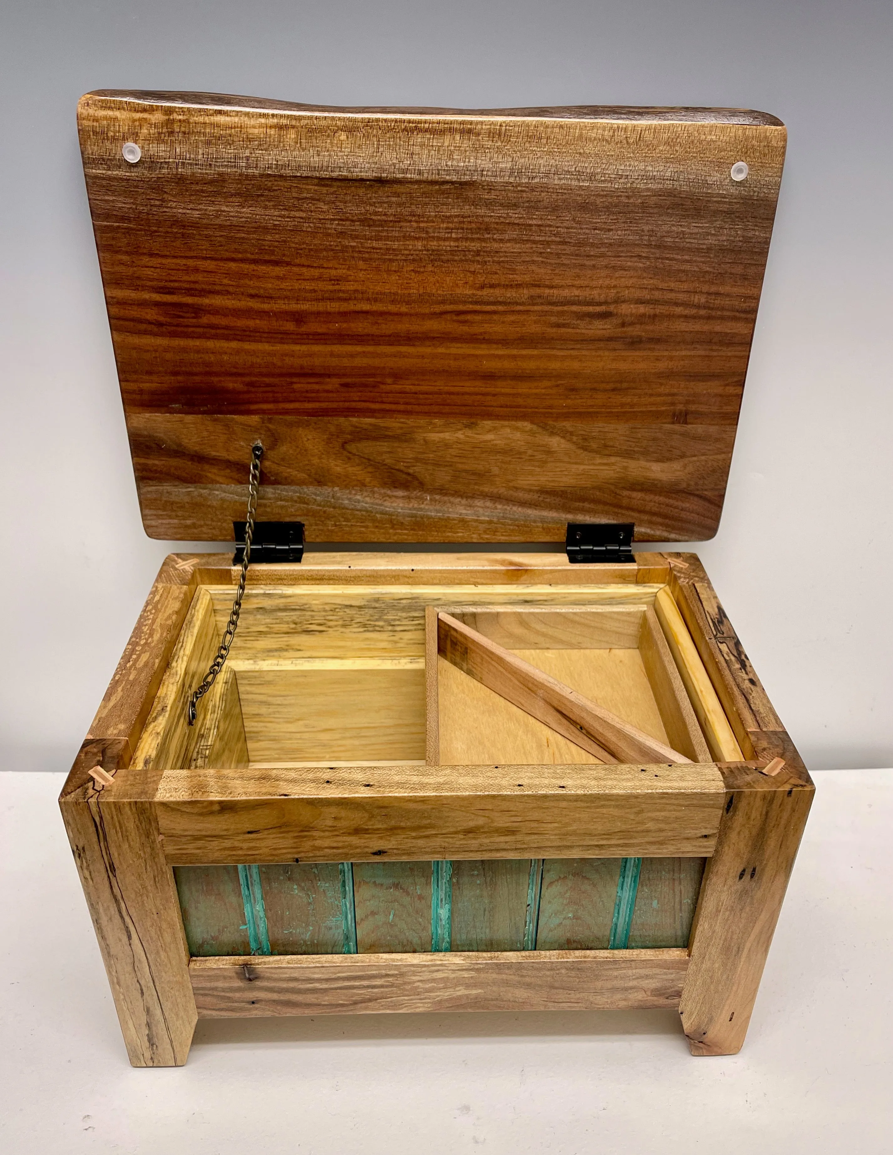 Walnut, Spalted Maple and Recycled Bead Board Treasure Chest