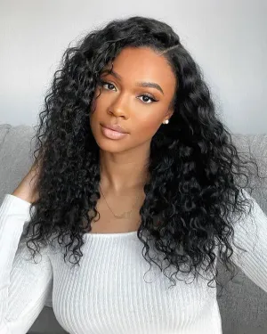 Water Wave Natural Black 4x4/13x4 Lace Human Hair Wig Free Part