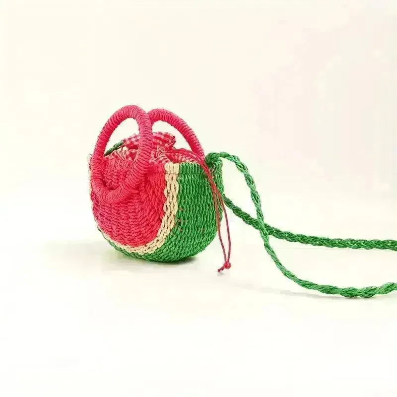 Watermelon Shaped Colorblock Straw Beach Bag
