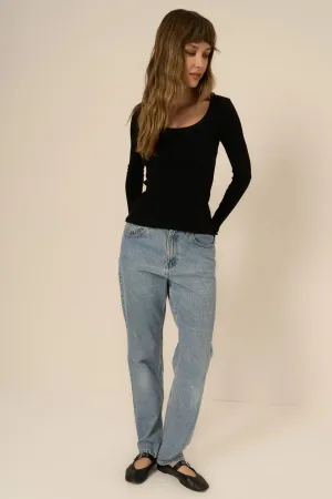 What's the Scoop Washed Ribbed Tee