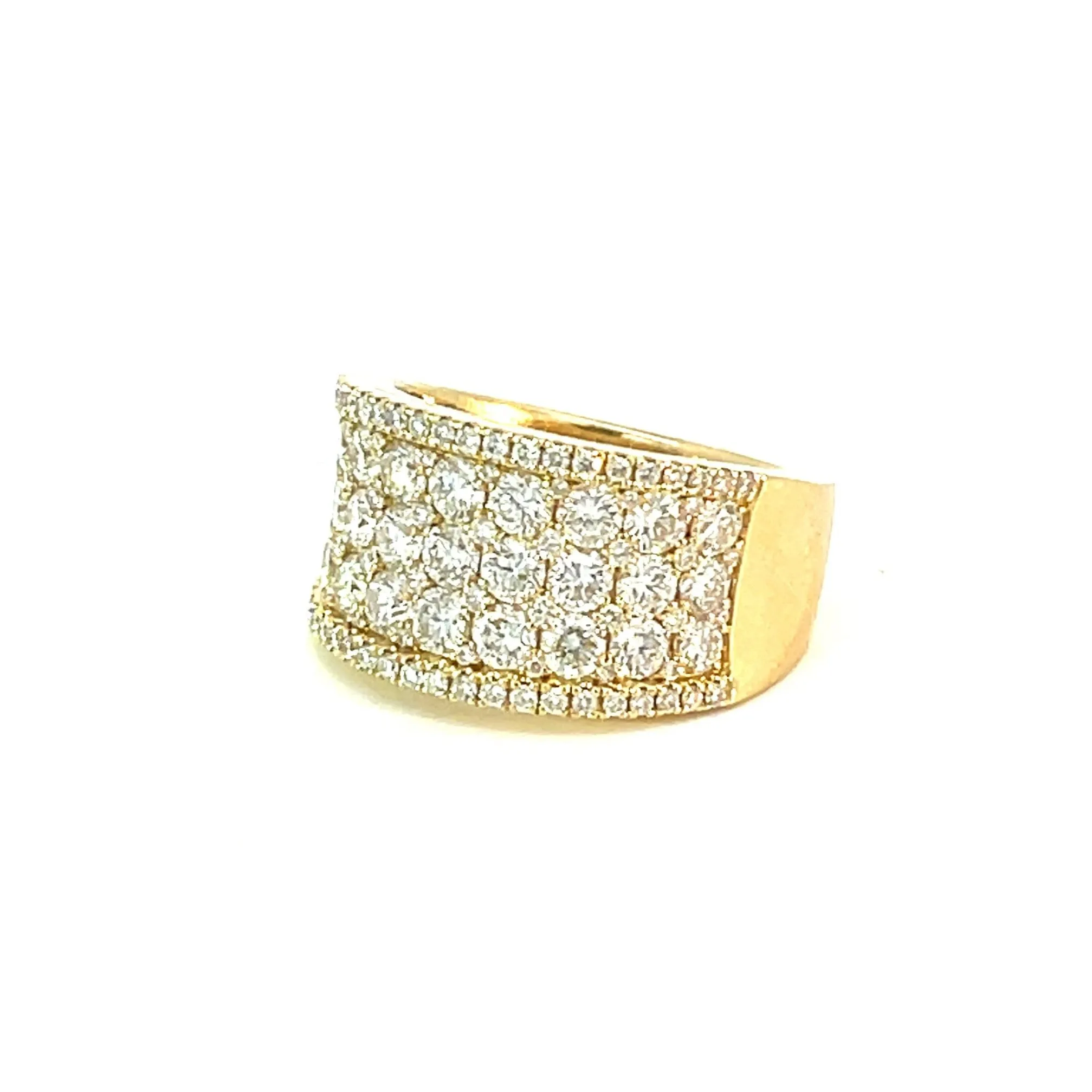 Wide Yellow Gold Diamond Fashion Ring