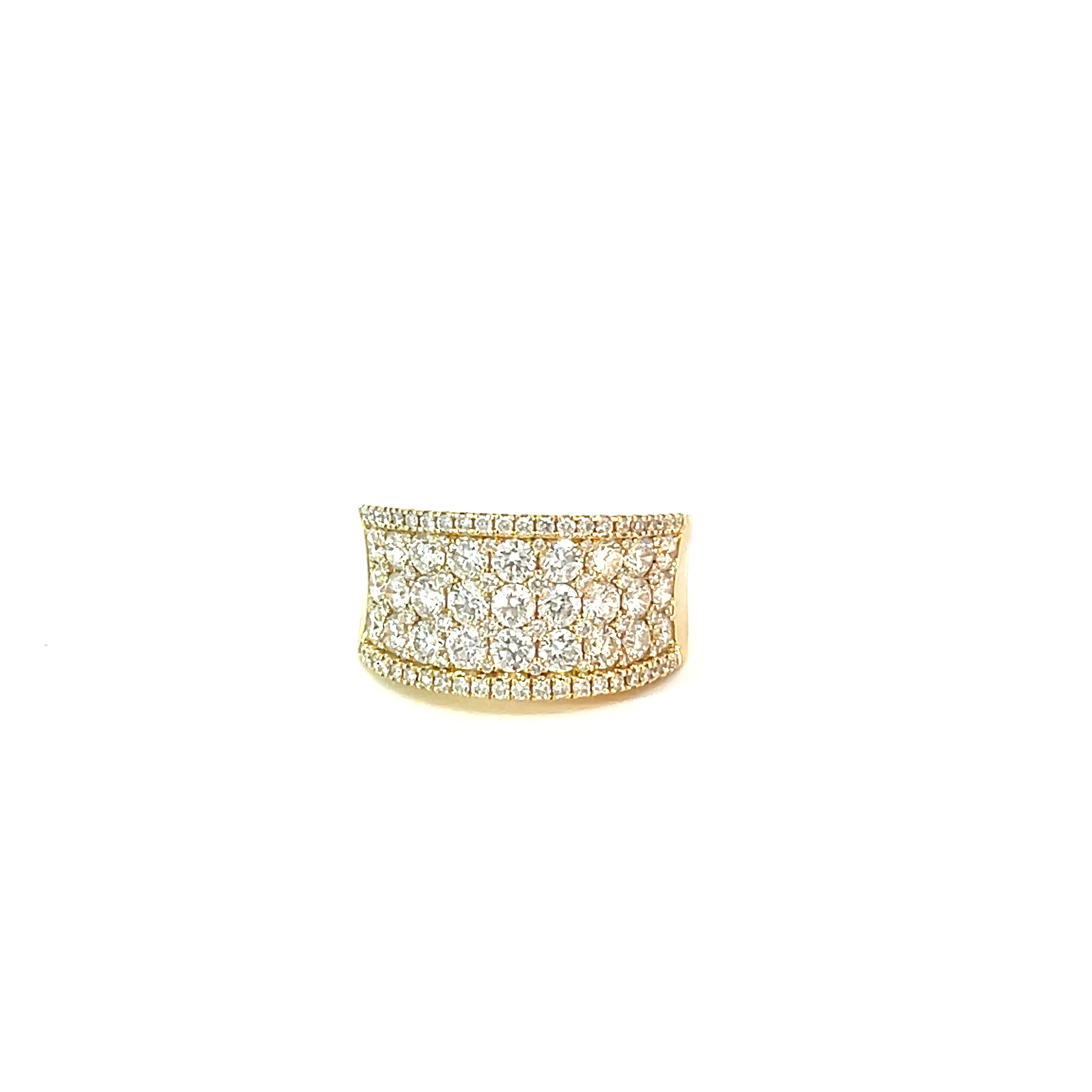 Wide Yellow Gold Diamond Fashion Ring