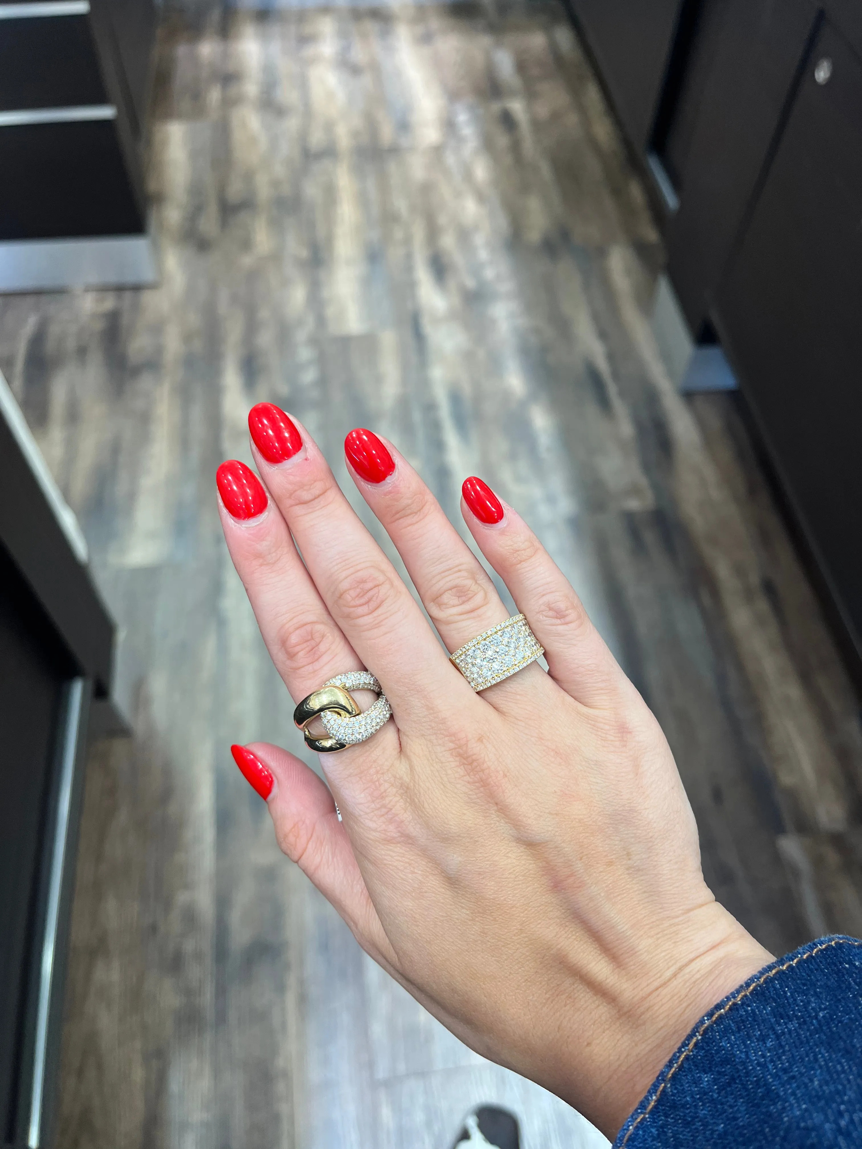 Wide Yellow Gold Diamond Fashion Ring