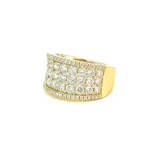 Wide Yellow Gold Diamond Fashion Ring
