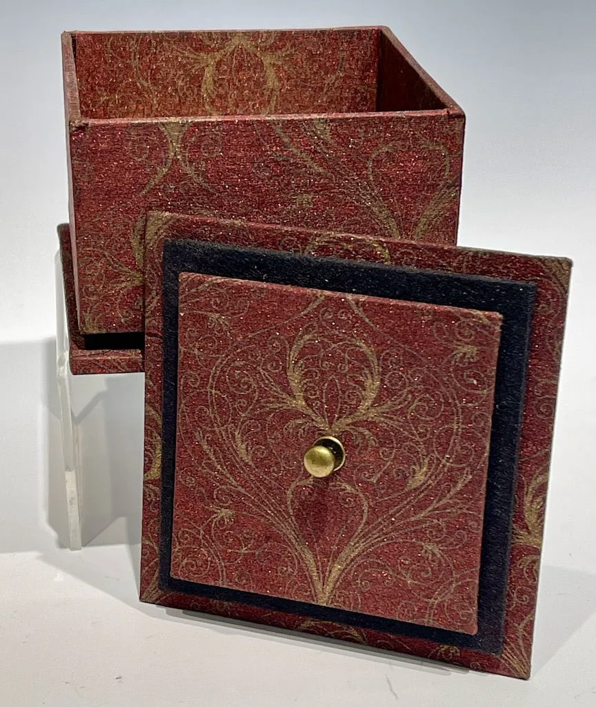 Wine and Gold Handmade Mixed Media Box JS108