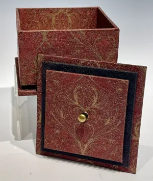 Wine and Gold Handmade Mixed Media Box JS108