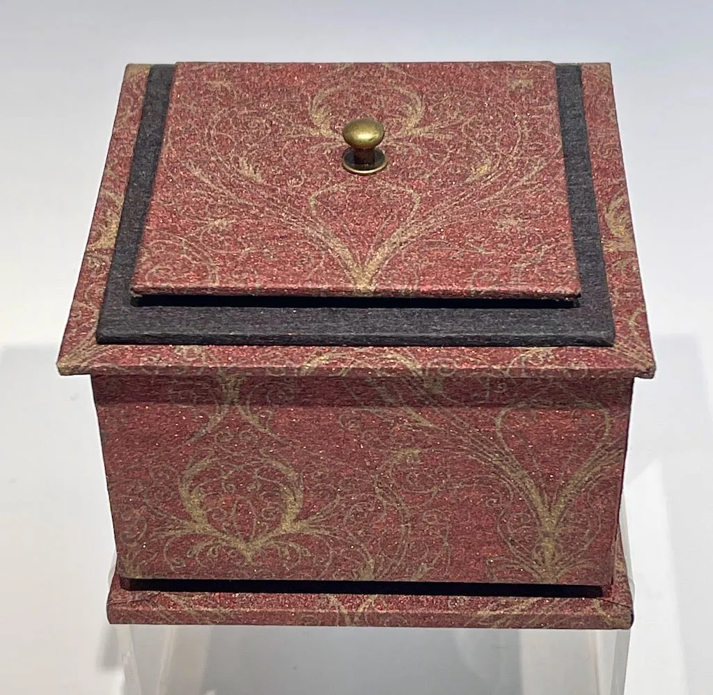 Wine and Gold Handmade Mixed Media Box JS108