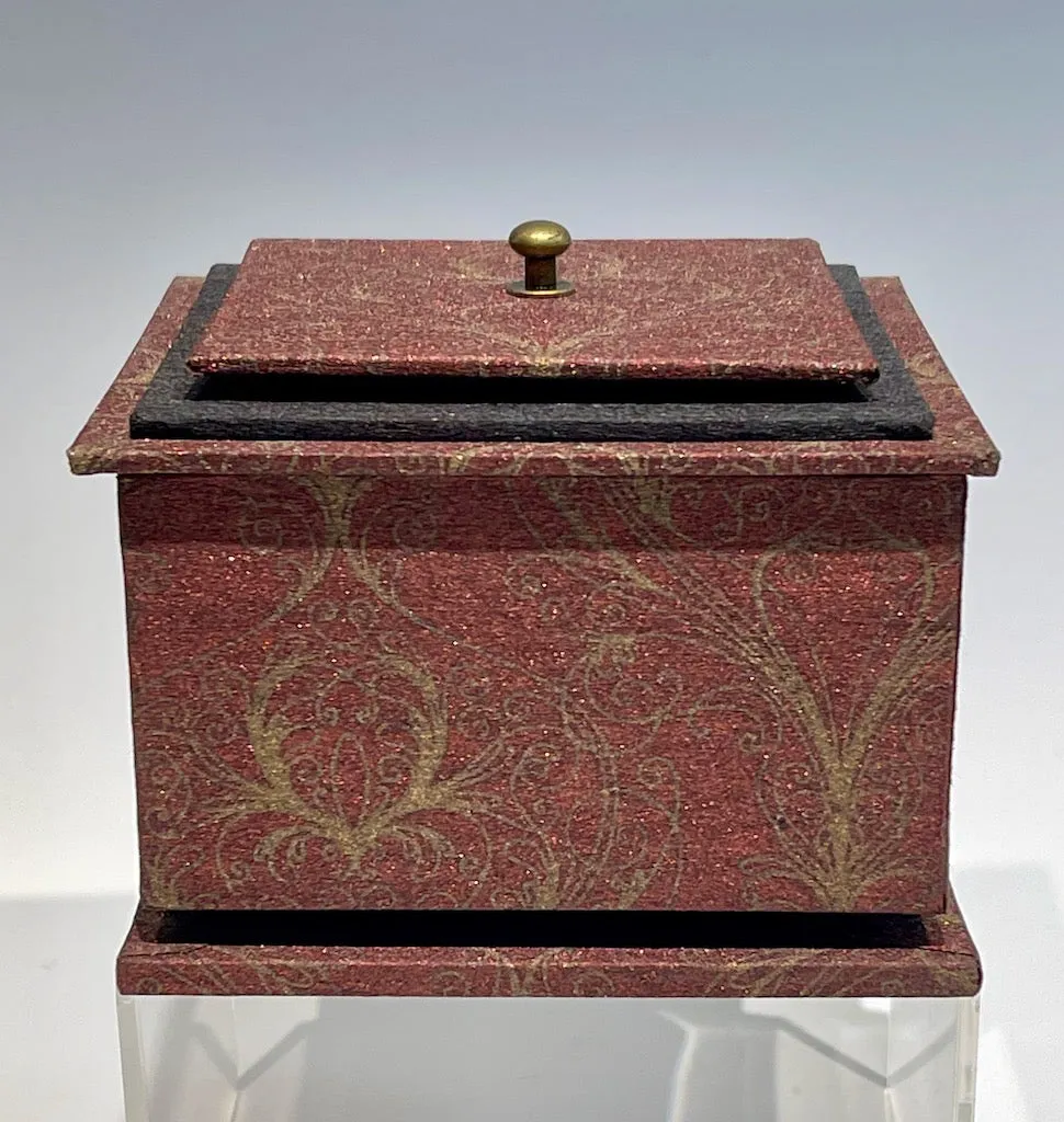 Wine and Gold Handmade Mixed Media Box JS108