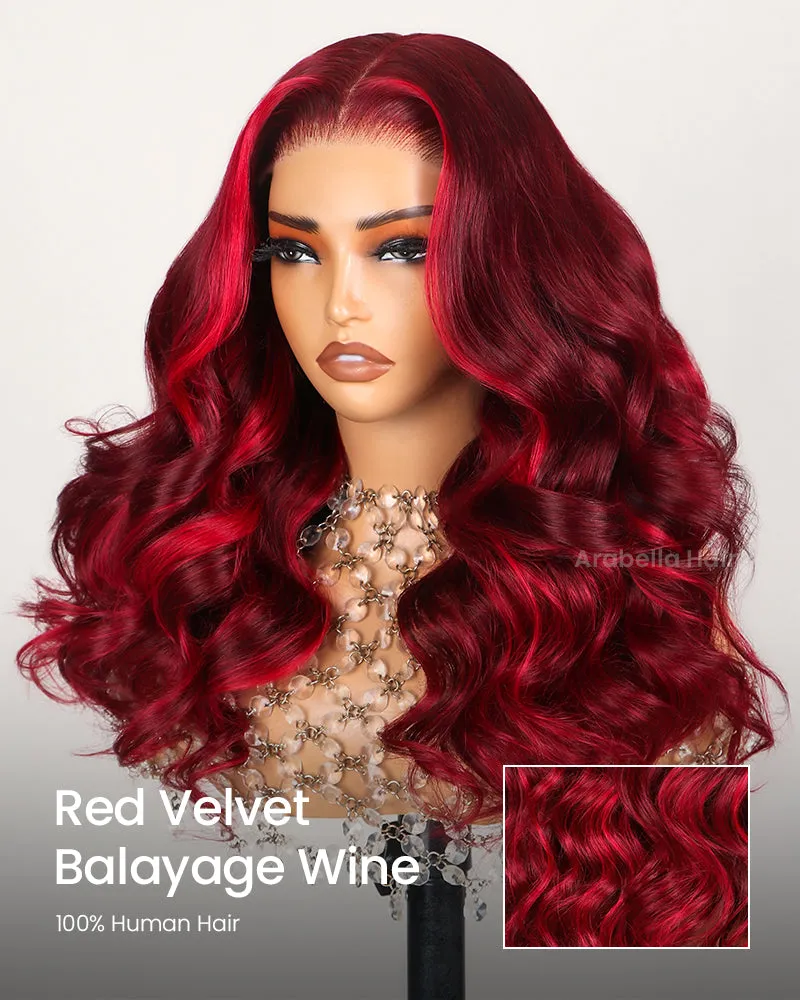 Wine Red Loose Body Wave Wigs Glueless 6x5 Pre-Cut Lace Human Hair Wig