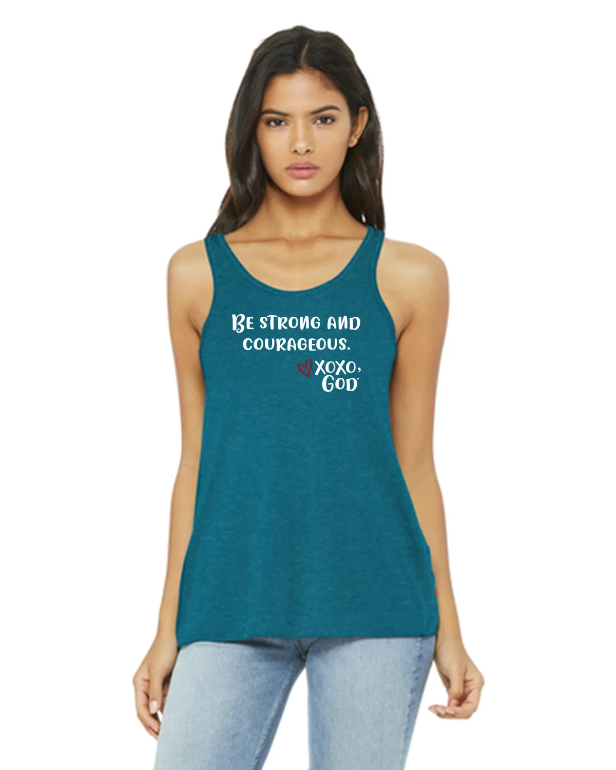 Women's Racerback Tank - Be Strong and Courageous.