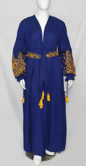 Women's Royal Gold Print Long Sleeve Dress