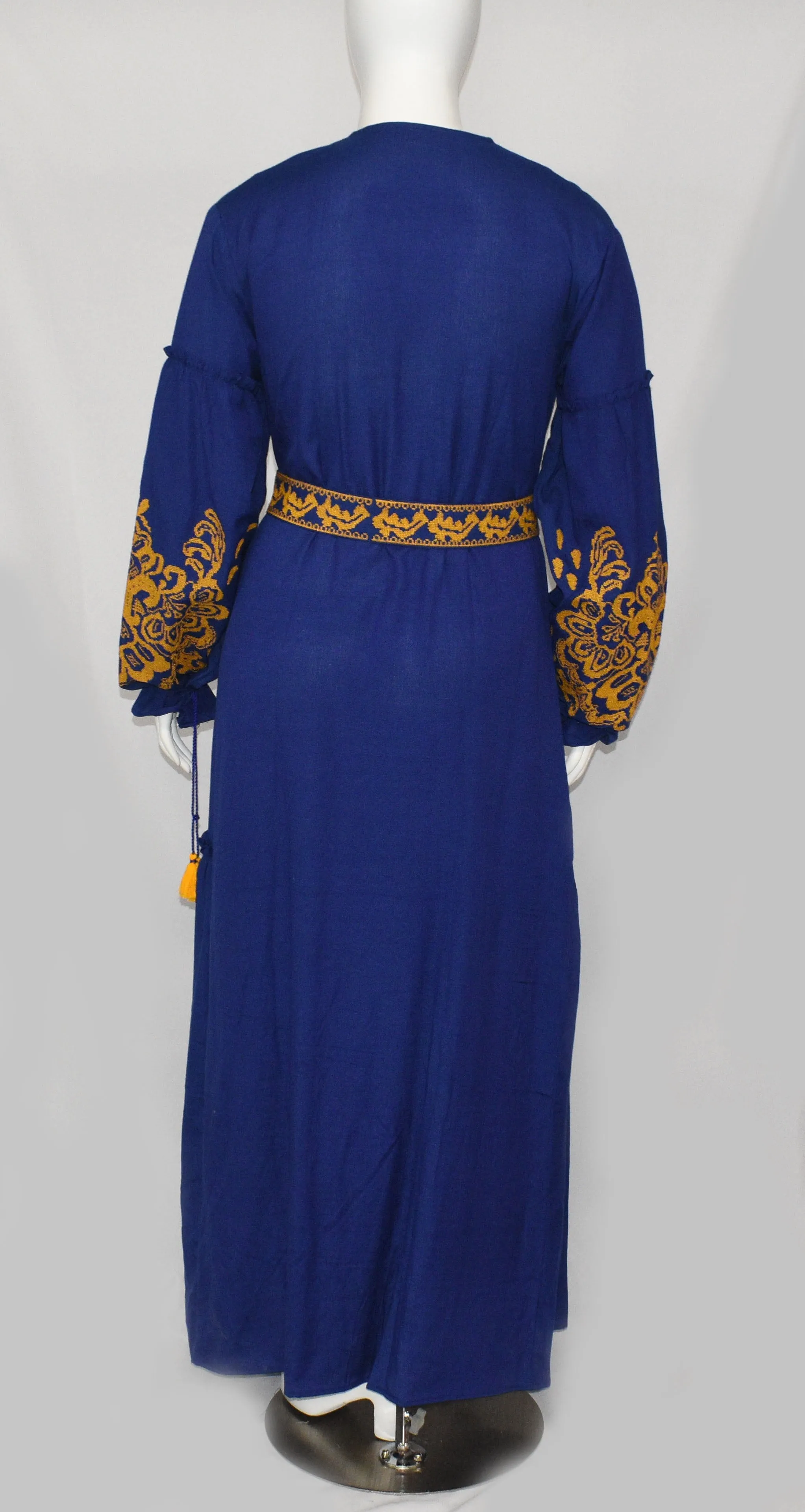 Women's Royal Gold Print Long Sleeve Dress