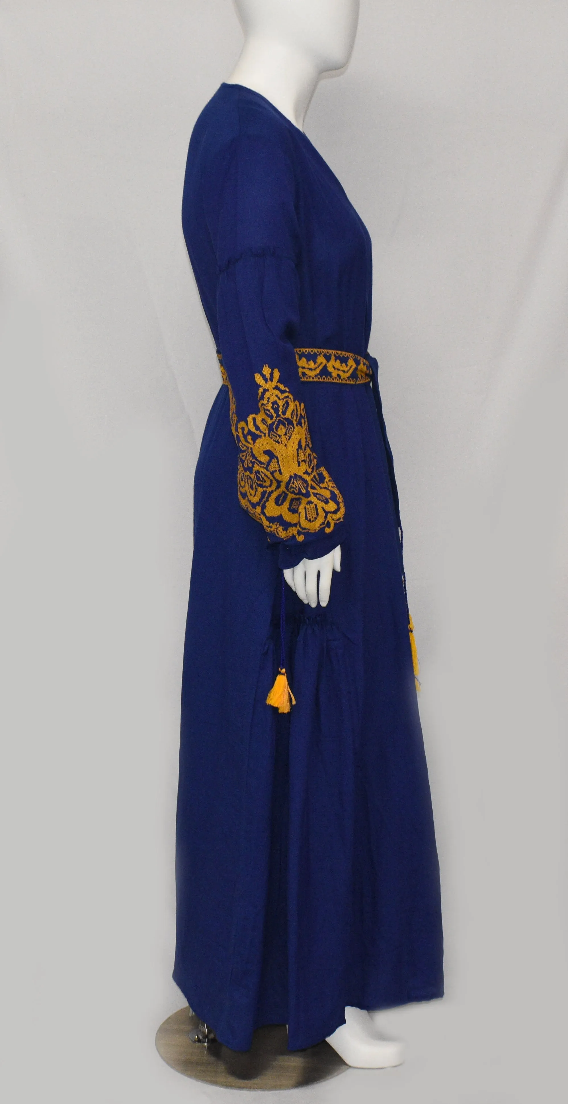Women's Royal Gold Print Long Sleeve Dress