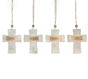 WOODEN CROSS ORNAMENT