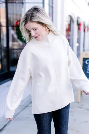 XZ Cream Mock Neck Sweater
