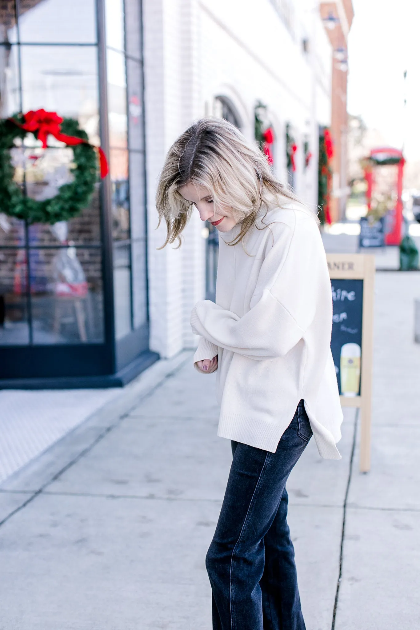 XZ Cream Mock Neck Sweater