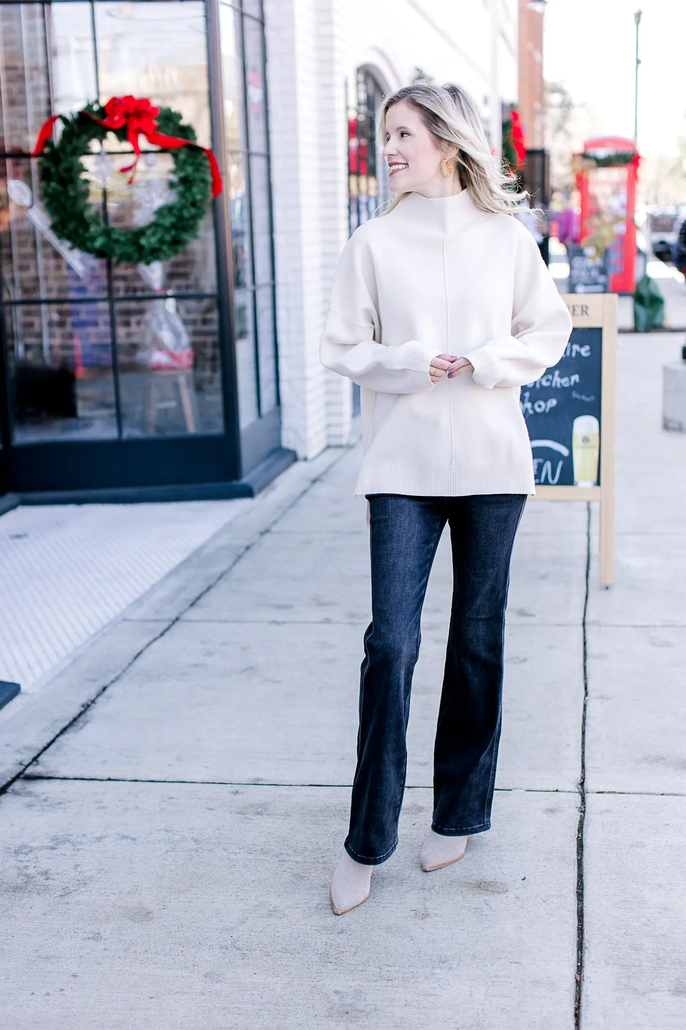 XZ Cream Mock Neck Sweater