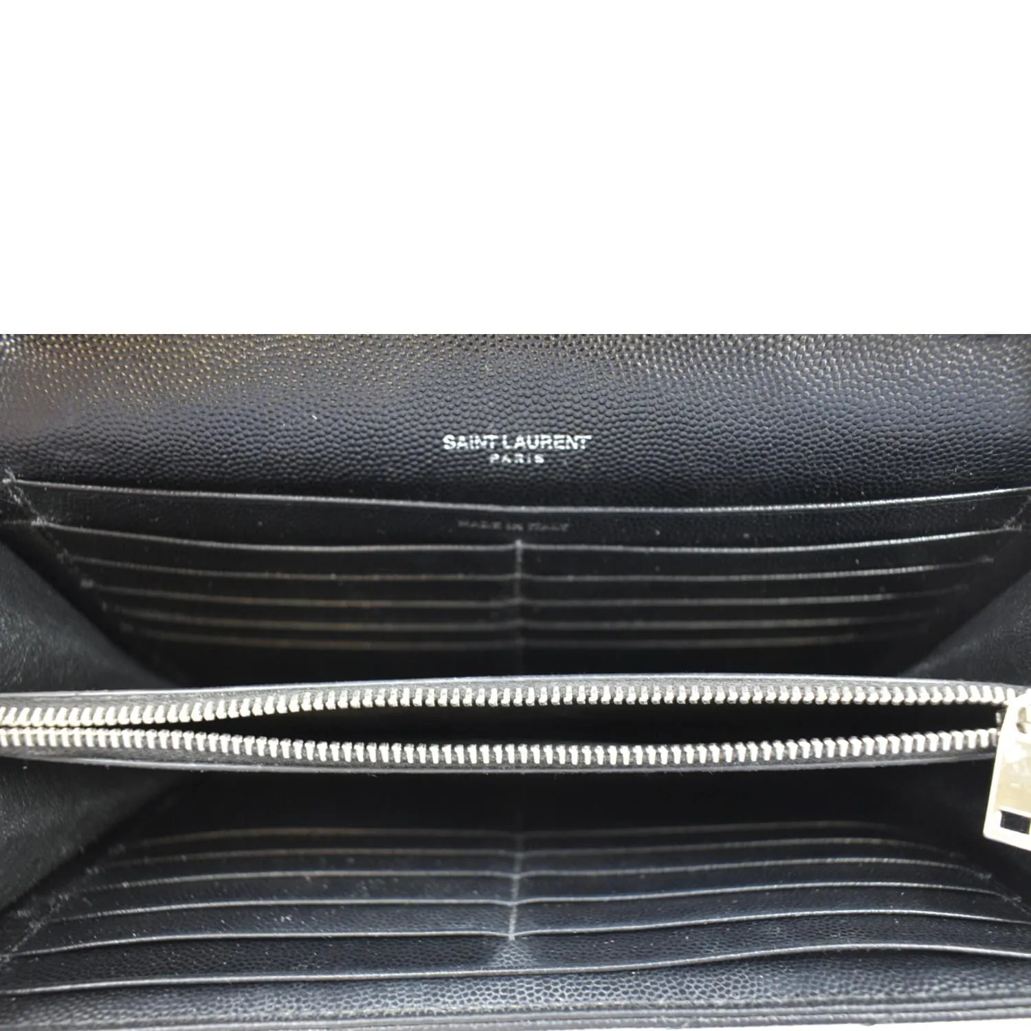 YVES SAINT LAURENT Cassandre Chain Wallet Leather Crossbody Bag Black