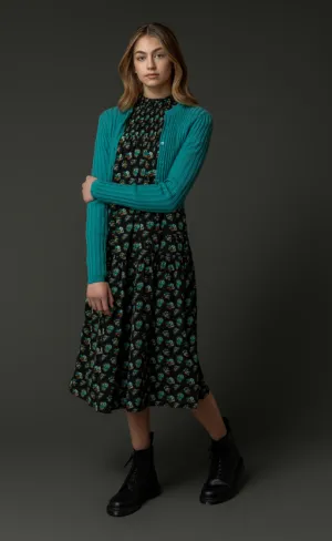 Zaikamoya Ribbed Cardigan in Moss Color